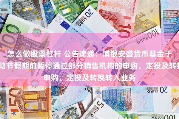 怎么做股票杠杆 公告速递：浦银安盛货币基金于2025年劳动节